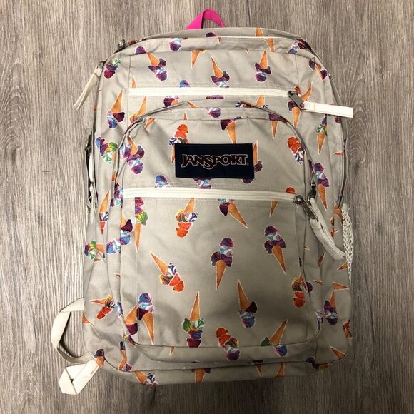 Jansport Rainbow Ice Cream Backpack Bookbag Student Bag Carry On Travel Novelty - Picture 2 of 13